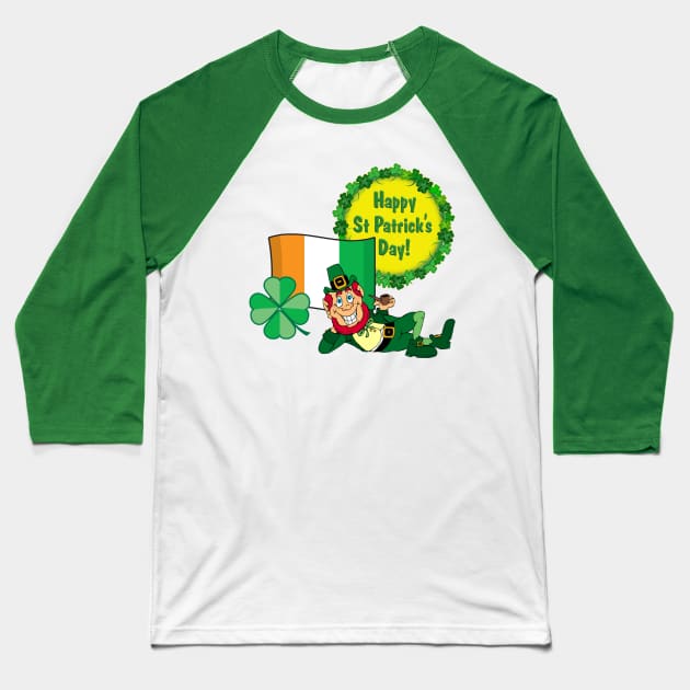 Saint Patricks Day Leprechaun T Shirt for proud Irish Shamrock Baseball T-Shirt by gdimido